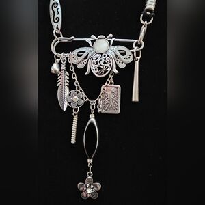 14"/16" Chico's Silver Necklace with double back suede cord